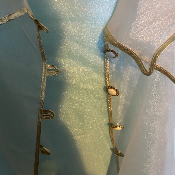 White and gold linen transparent blouse - Picture 3 of 6